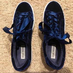 Navy Velvet Sneakers